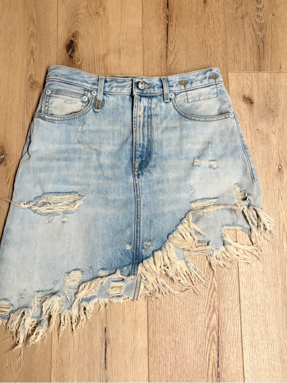 R13 asymmetrical denim skirt sz27